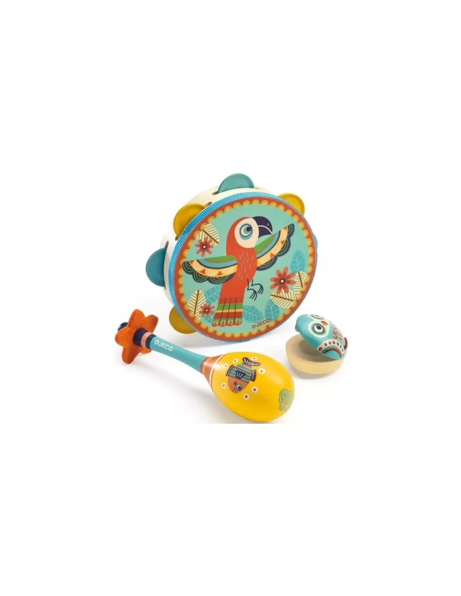 Set de 3 instruments : Tambourin-Maracas-Castagnette