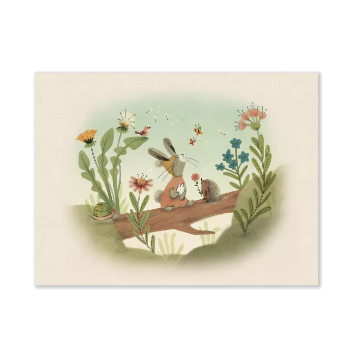 Affiche Ballade sur la branche 40 x 30 cm – Trois petits lapins…