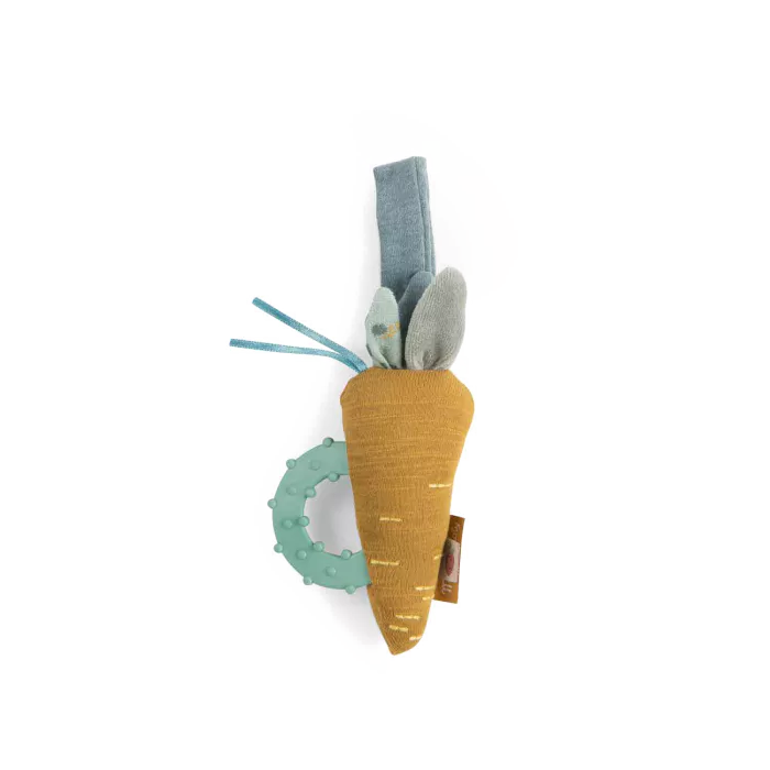 Hochet anneau de dentition carotte – Trois petits lapins