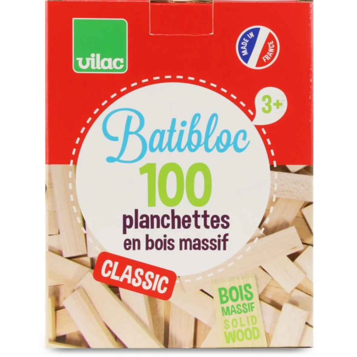 Batibloc – 100 planchettes en bois massif
