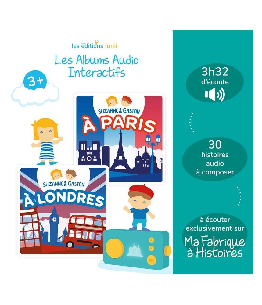 Coffret de 2 livres audio Suzanne & Gaston à Paris et à Londres 3+ -  Poupette Cakaouette
