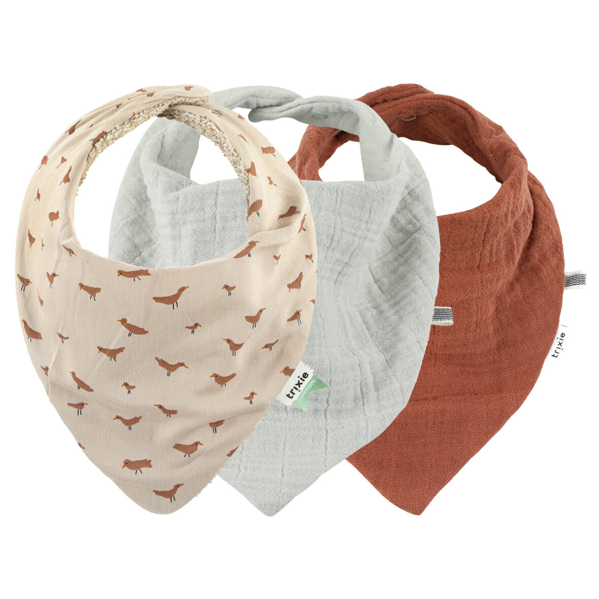 Lot de 3 bavoirs bandanas – Oiseaux