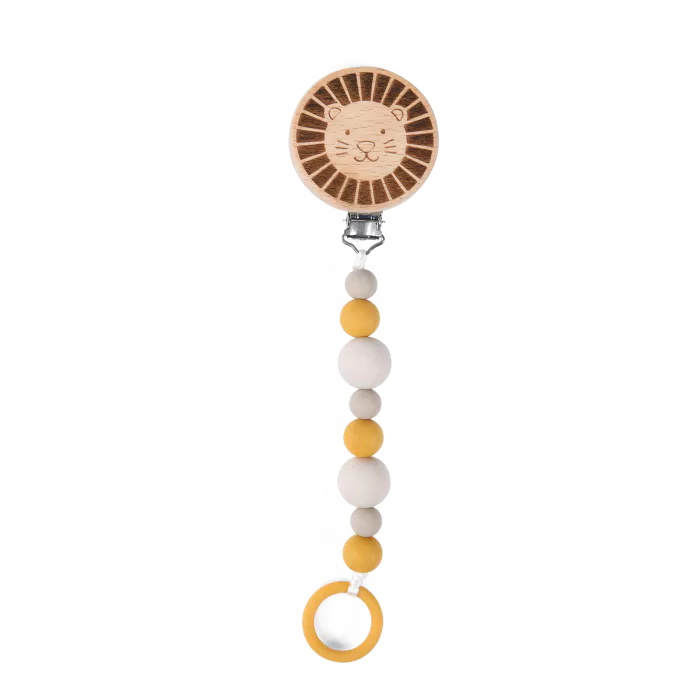 Attache tétine en bois et silicone Lion – Sous mon baobab