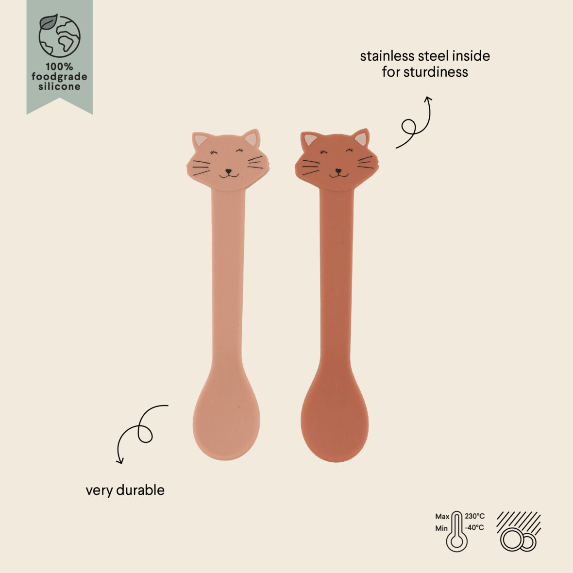 Lot de 2 cuillères en silicone – Chat