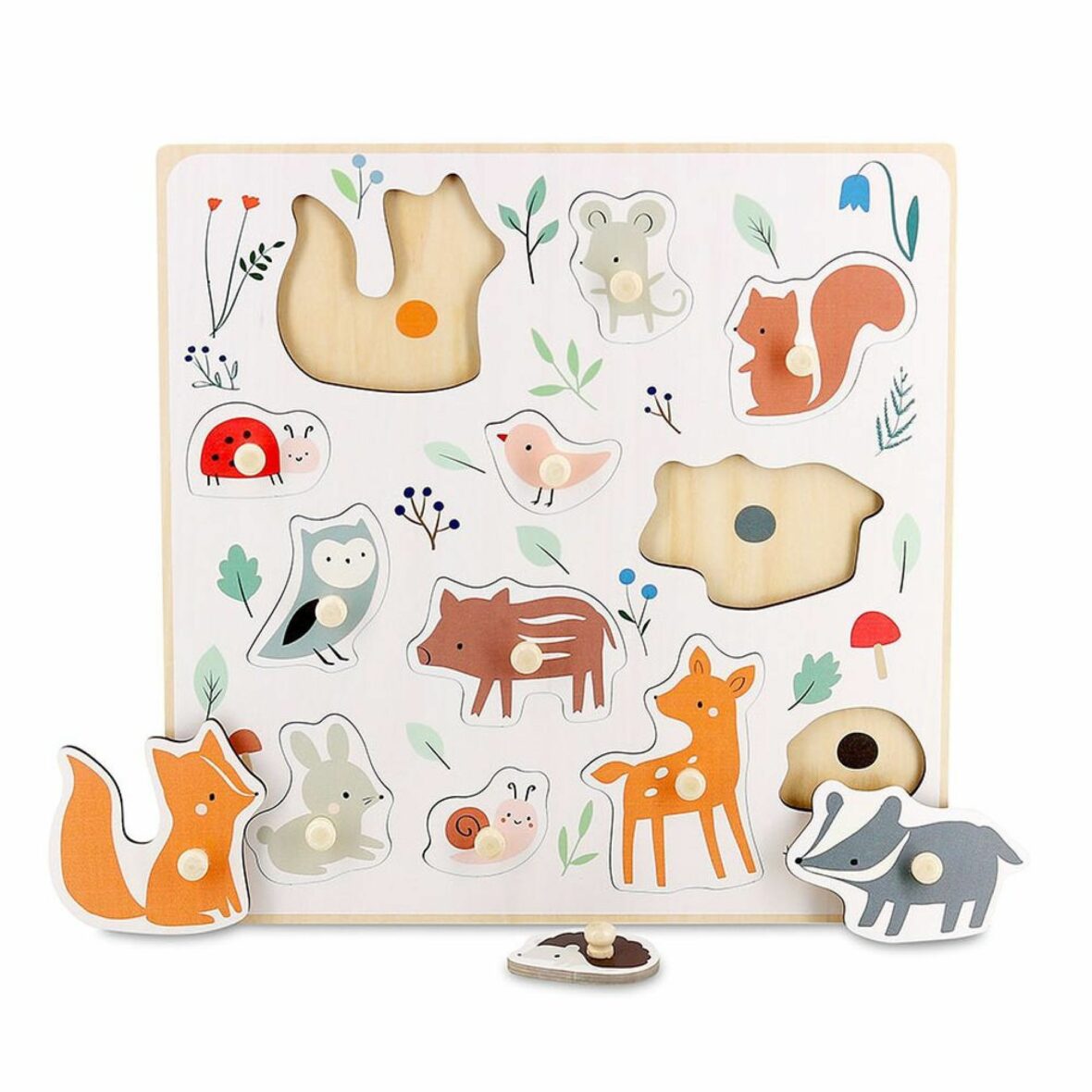 Puzzle d’encastrement en bois – Animaux de la Forêt