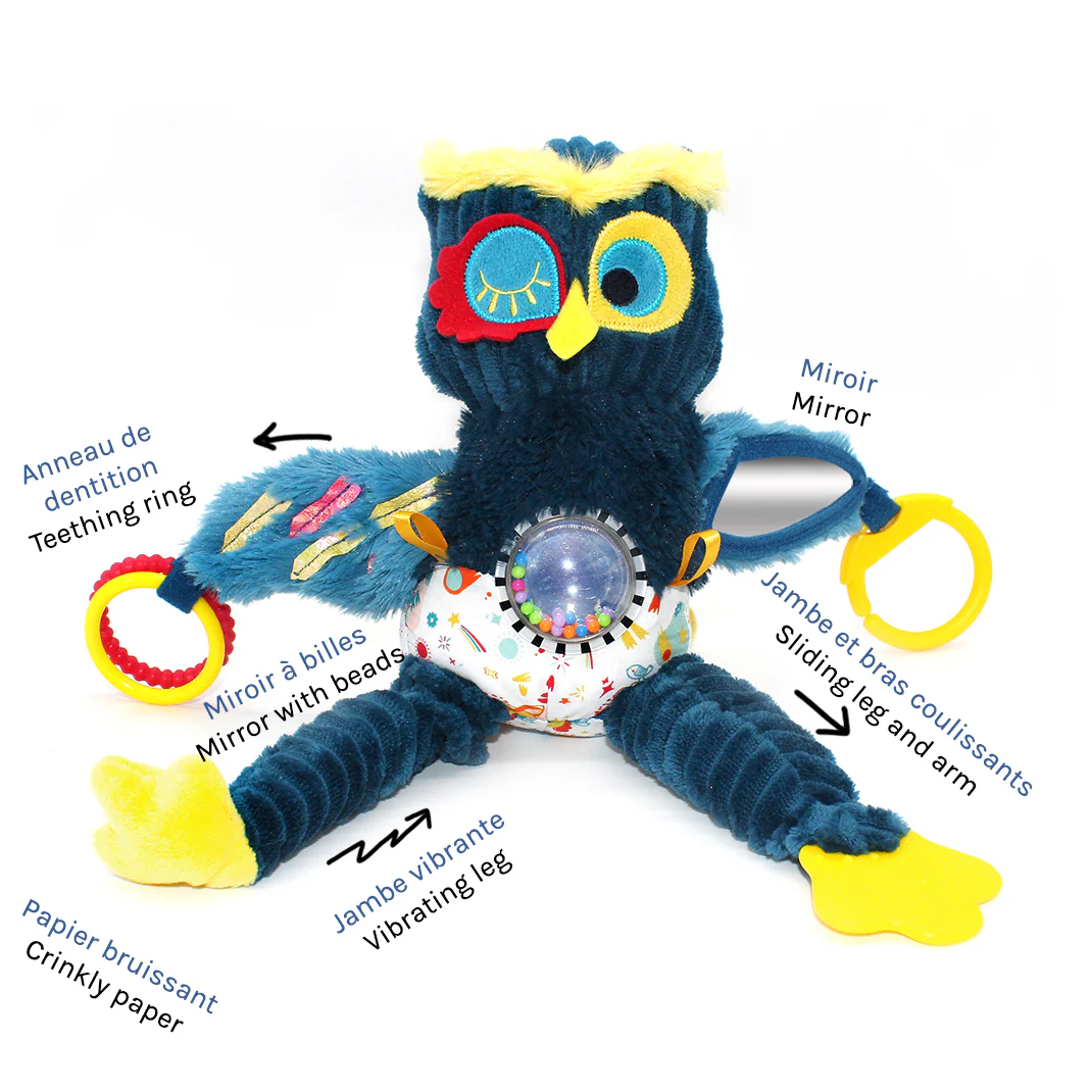 Peluche d’activités nomade Astros le hibou