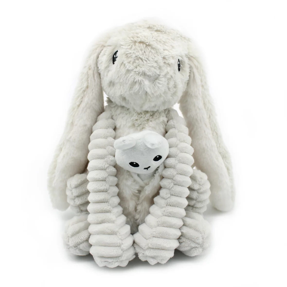 Peluche lapin maman gris et son bébé