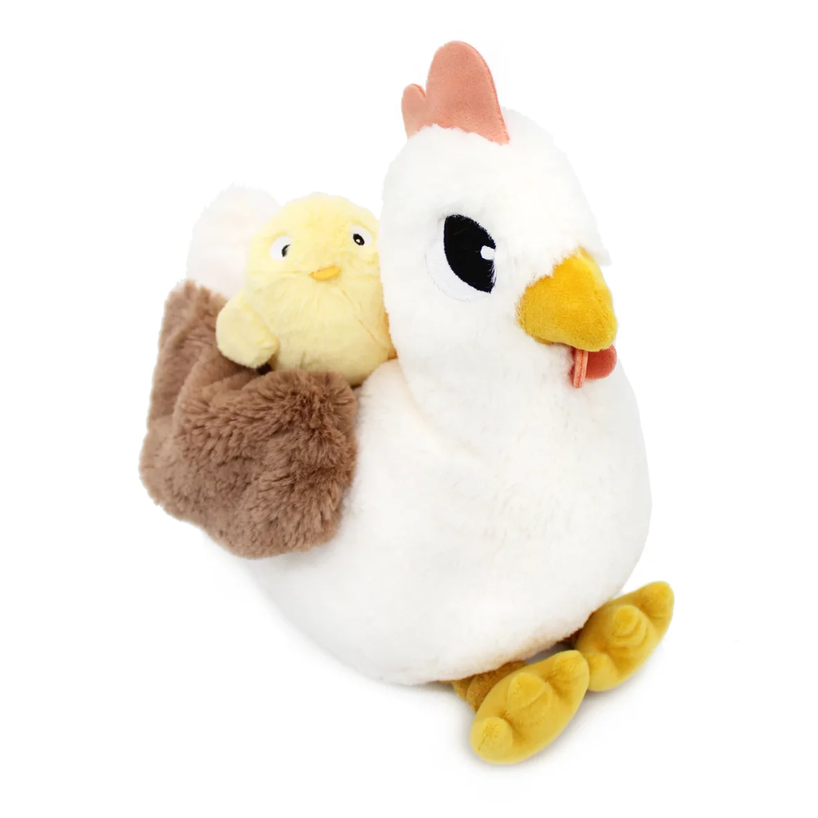 Peluche poule maman blanc et son bébé – Les Ptipotos