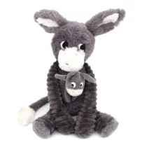 Peluche âne maman gris et son bébé - Les Ptipotos