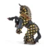 Cheval du Maître des armes cimier taureau noir et or