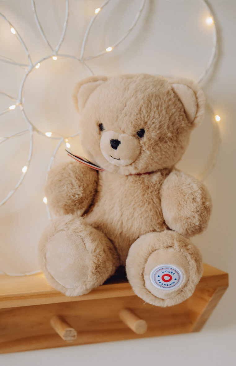 Ours en Peluche Articulé Français 25 cm – Beige