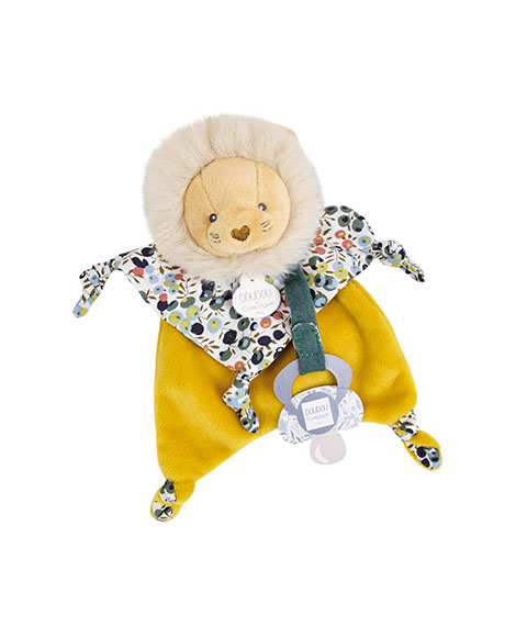 Doudou attache-sucette lion