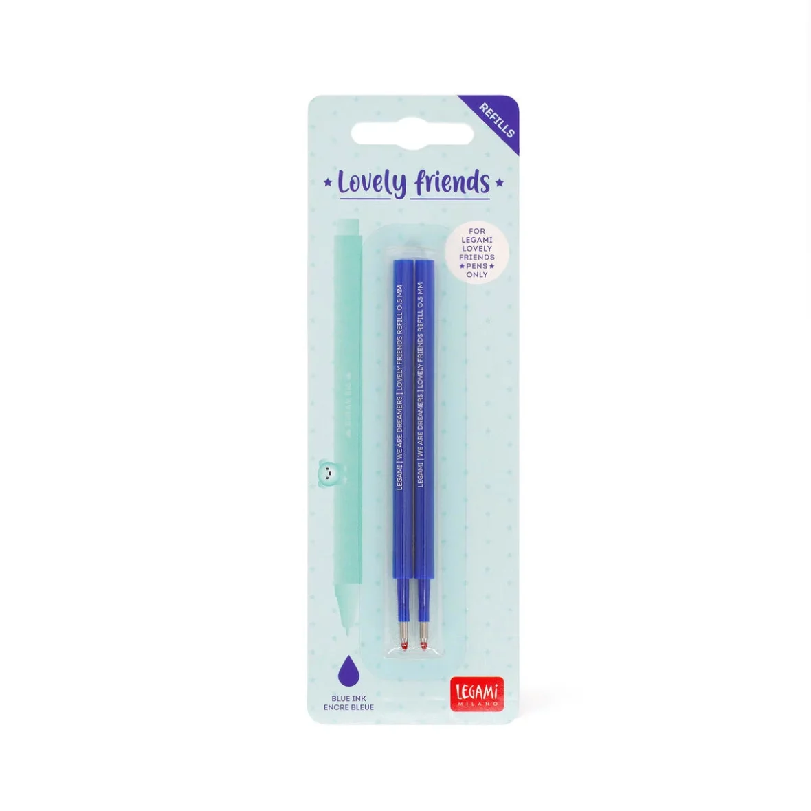 Legami – Recharges Bleu pour stylo Lovely friends1