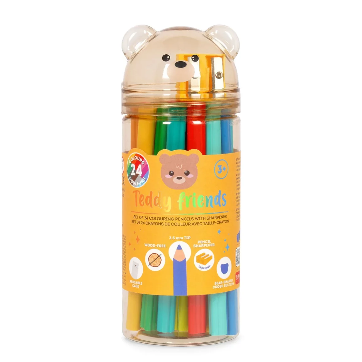 Legami – 24 crayons de couleur Teddy Bear