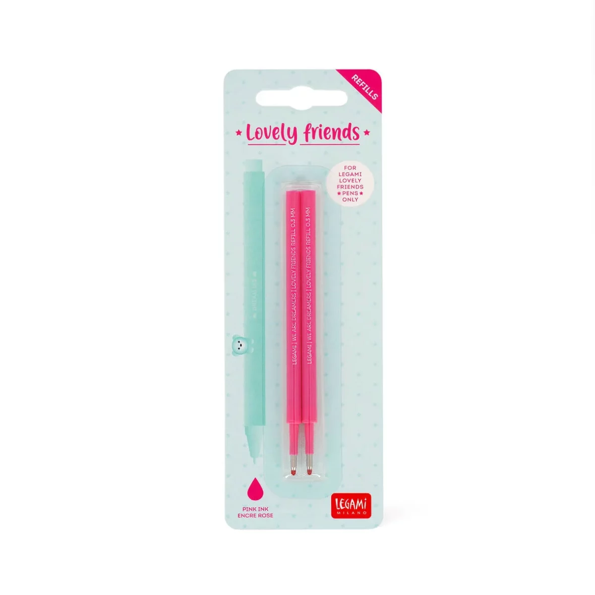 Legami – Recharges rose pour stylo Lovely friends