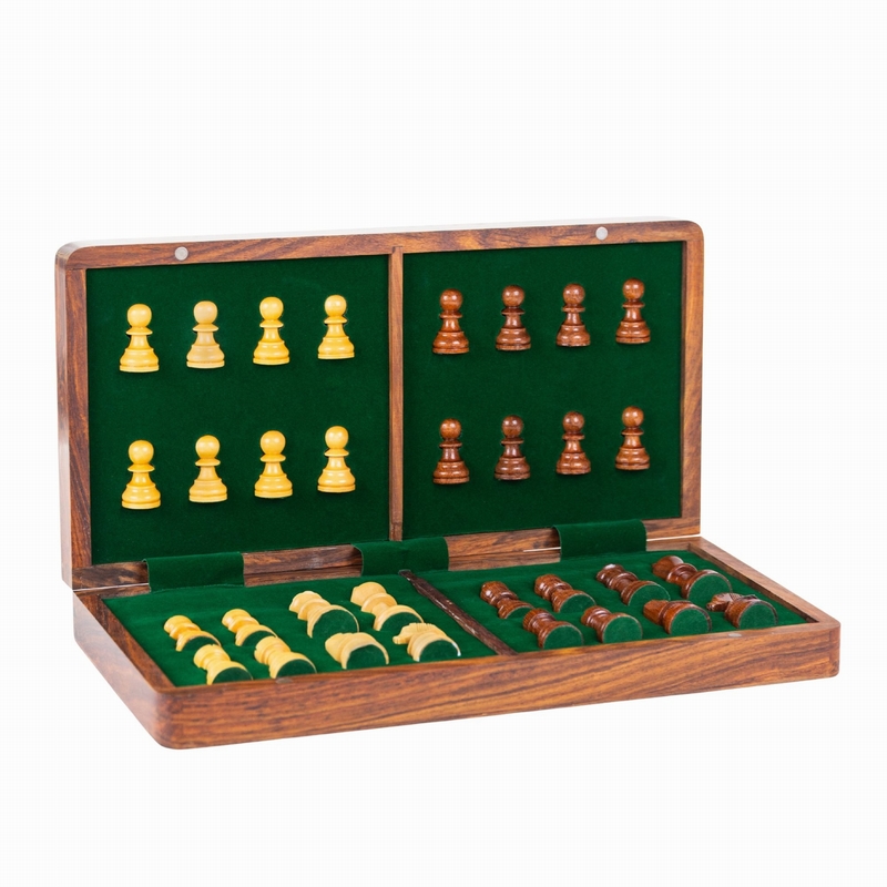 Jeu d’échecs pliant imprimé en bois 35 cm1