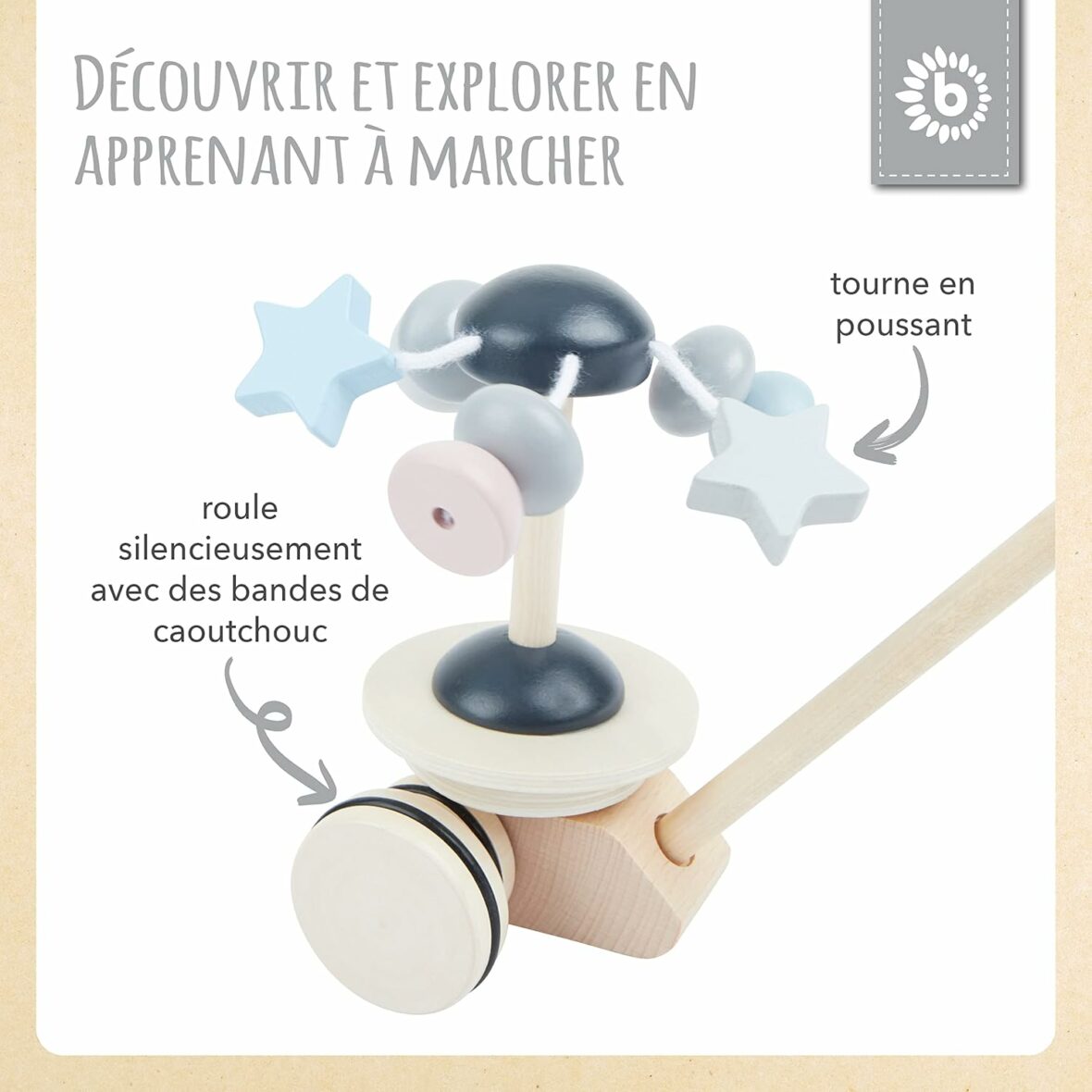 Jouet à pousser Carrousel en bois2