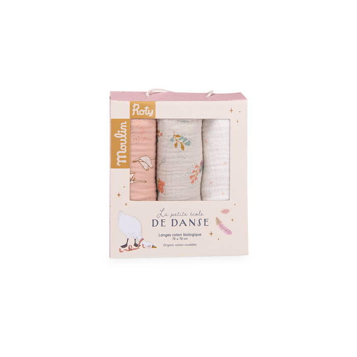 Lot de 3 langes en coton bio – La petite école de danse